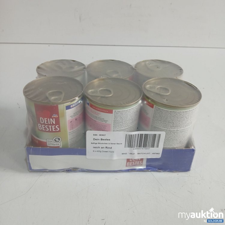 Artikel Nr. 990402: Dm dein Bestes Hundefutter saftige Stückchen in feiner Sauce reich an Rind 6x400g 