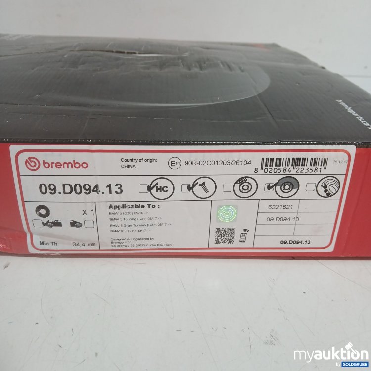 Artikel Nr. 991404: Brembo Bremsscheibe 09.D094.13 BMW 5 (G30) 03/17-> 