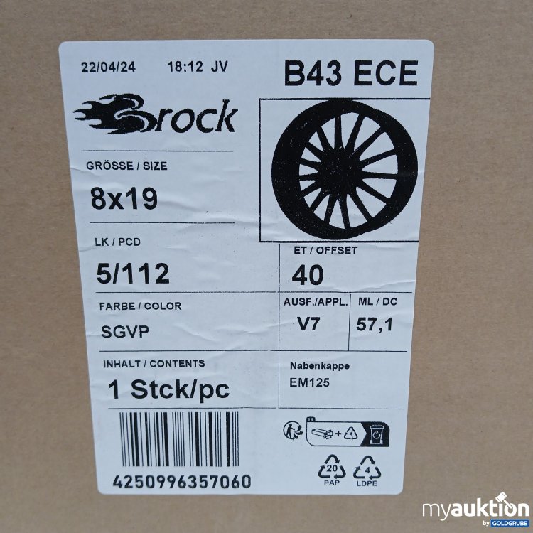 Artikel Nr. 810407 Artikel Nr. 810407: Brock B43 Ece 8x19 5/112 SGVP