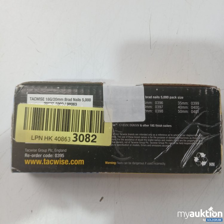 Artikel Nr. 933408 Artikel Nr. 933408: TacWise Nägel 18G/20mm 5000Stk