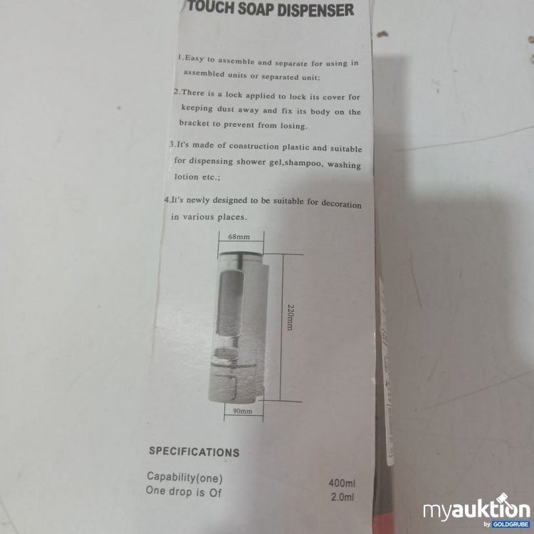 Artikel Nr. 993409 Artikel Nr. 993409: Touch Soap Dispenser 400ml