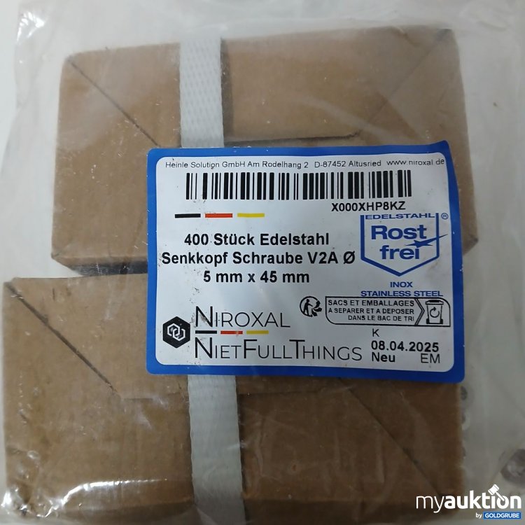 Artikel Nr. 918410 Artikel Nr. 918410: Nirox Edelstahl Senkkopf Schraube V2A Ø 5 mm x 45 mm