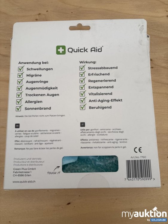 Artikel Nr. 921410: Quick Aid Gesichtsmaske mit Kälte- und Wärmfunktion