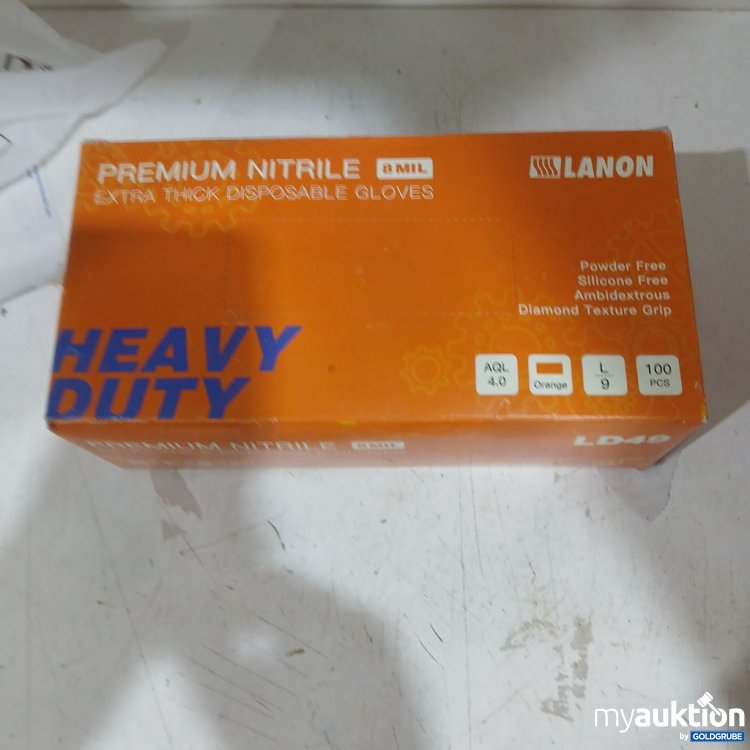 Artikel Nr. 934411 Artikel Nr. 934411: Lanon Premium Nitrile Heavy Duty Disposable Gloves Größe L 100 PCS