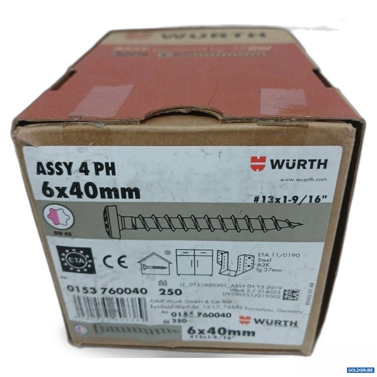 Artikel Nr. 448412 Artikel Nr. 448412: Würth Schrauben 6x40 mm