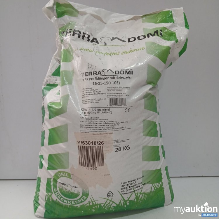 Artikel Nr. 468414 Artikel Nr. 468414: Terra Domi NPK Profidünger mit Schwefel 20kg 15-15-15(+10S)