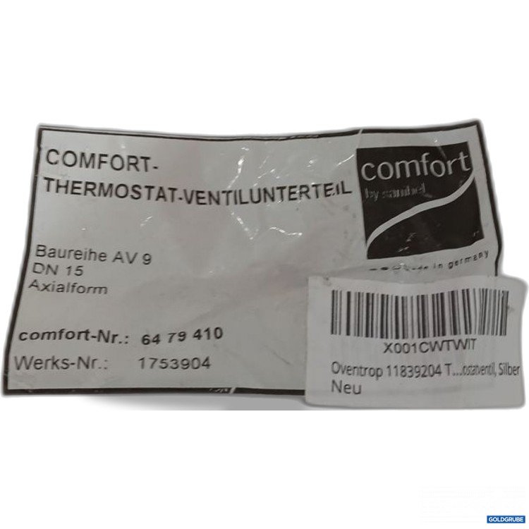 Artikel Nr. 951414: comfort Thermostat-Ventilunterteil DN 15