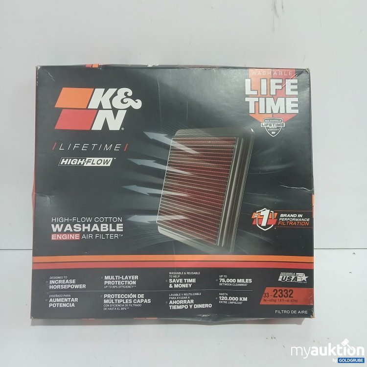 Artikel Nr. 989420 Artikel Nr. 989420: K&N Lifetime High-Flow Cotton Washable Engine Air Filter 33-2332
