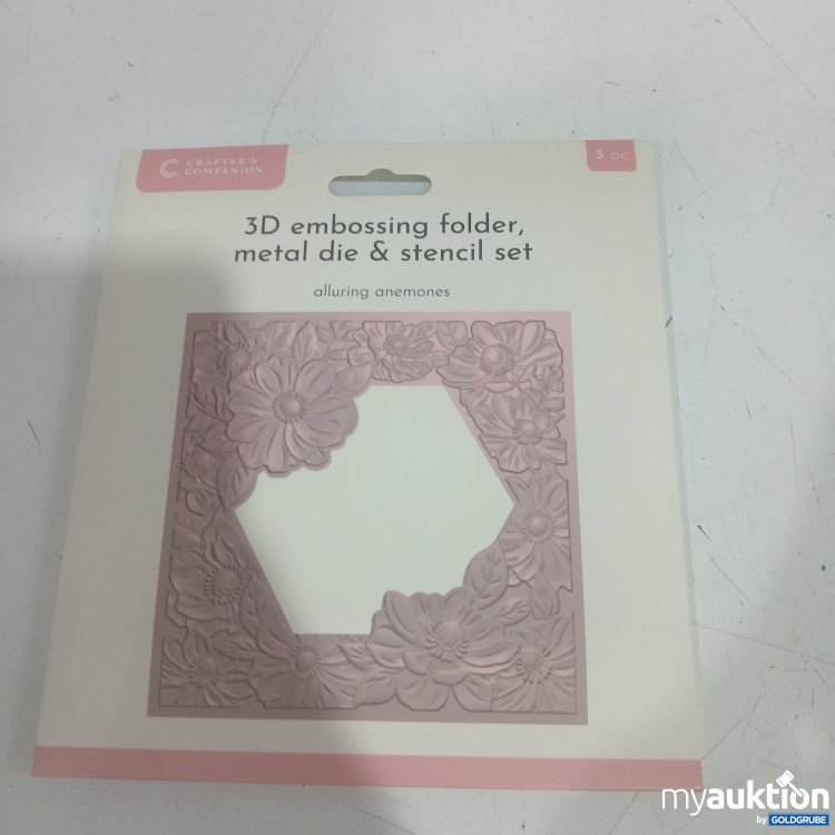Artikel Nr. 996420: Crafter's Companion 3D embossing folder, metal die & stencil set alluring anemones 3Pcs. 