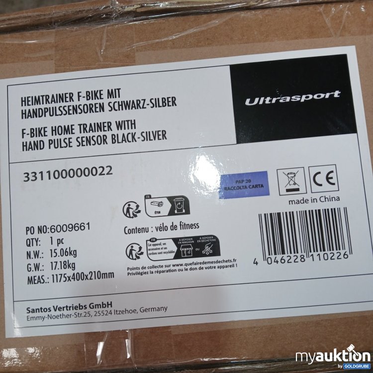 Artikel Nr. 468421 Artikel Nr. 468421: Ultrasport Heimtrainer F-Bike mit Handpulssensoren Schwarz-Silber Original verpackt
