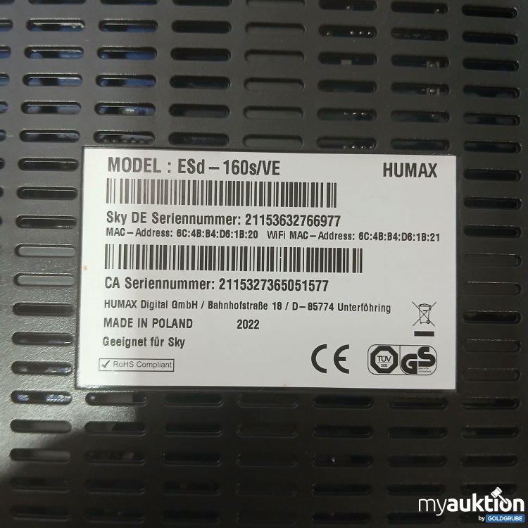 Artikel Nr. 984421 Artikel Nr. 984421: Sky Receiver Externe Festplatte Model ESd-160s/VE