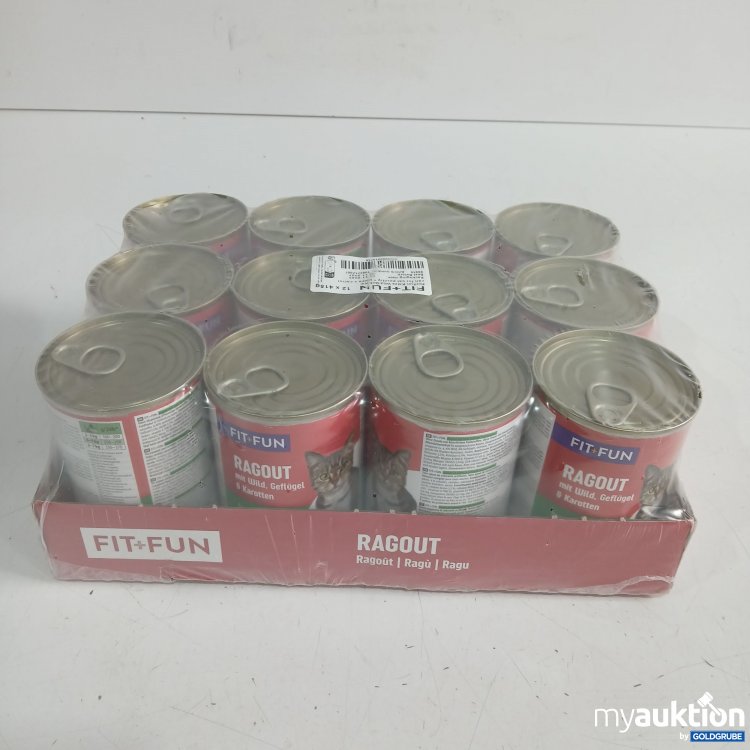 Artikel Nr. 990421 Artikel Nr. 990421: Fit+Fun Katzenfutter Ragout mit Wild & Geflügel & Karotten 12x415g