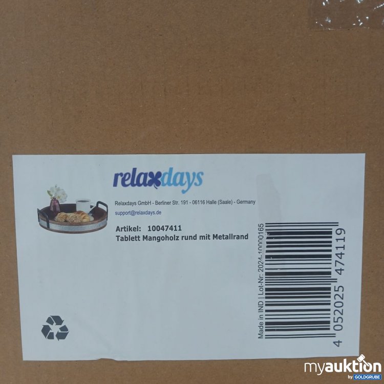 Artikel Nr. 447422 Artikel Nr. 447422: relaxdays Tablett Mangoholz rund mit Metallrand