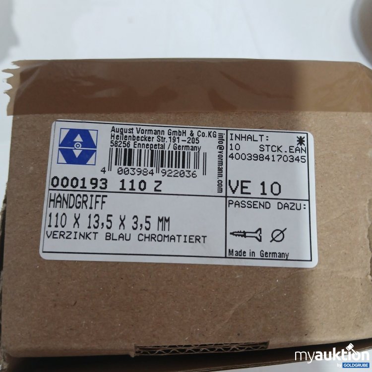 Artikel Nr. 448422 Artikel Nr. 448422: Handgriff 110 x 13,5 3,5 mm verzinkt blau chromatiert 10stk