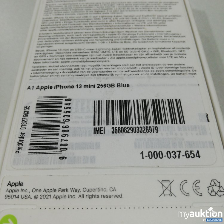 Artikel Nr. 769422 Artikel Nr. 769422: Apple IPhone 13 Mini Blue 256GB