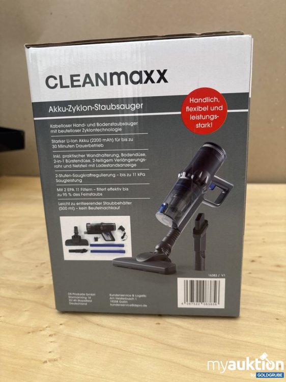 Artikel Nr. 921422: CLEANmaxx Akku-Zyklon-Staubsauger 500ml
