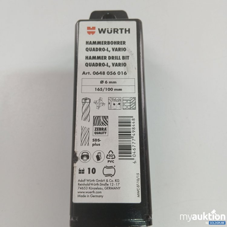 Artikel Nr. 843423 Artikel Nr. 843423: Würth Hammerbohrer 165/100mm 7 Stück
