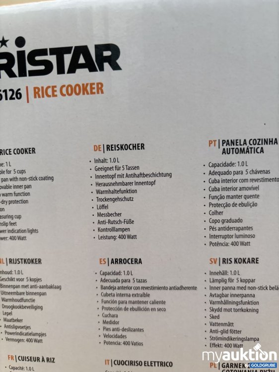 Artikel Nr. 921423: TRISTAR RK-6126 Rice Cooker 1.0l
