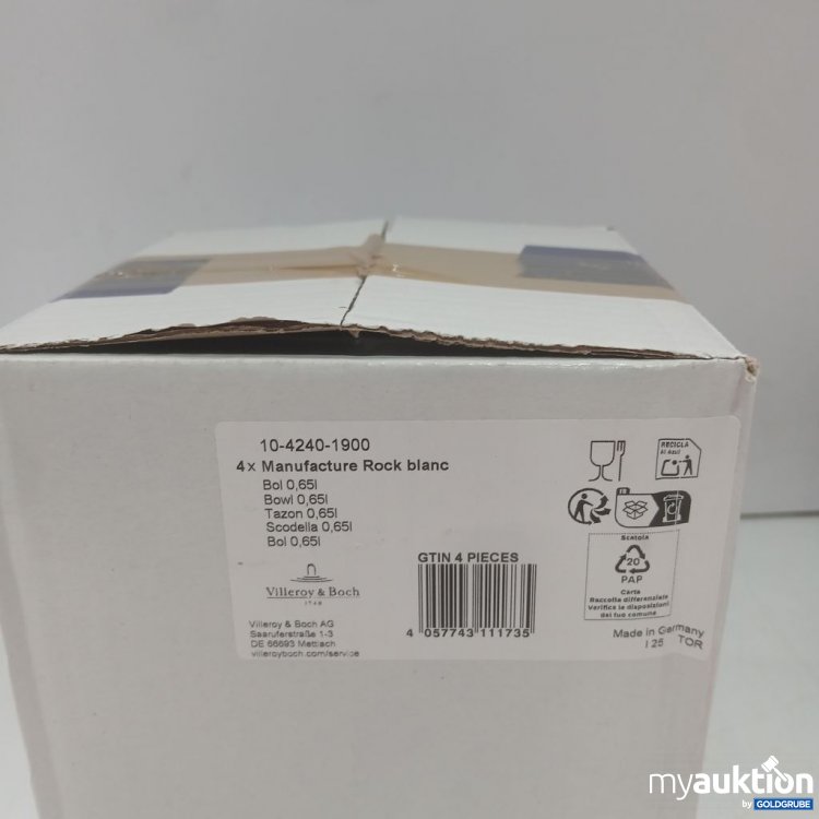 Artikel Nr. 447424 Artikel Nr. 447424: Villeroy & Boch Manufacture Rock blanc Schalen 4x0,65l