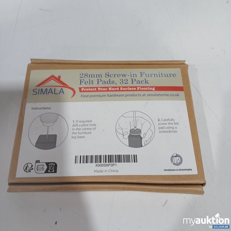 Artikel Nr. 898424: Simala 28mm Screw-in Furniture Felt Pads 32Pack 