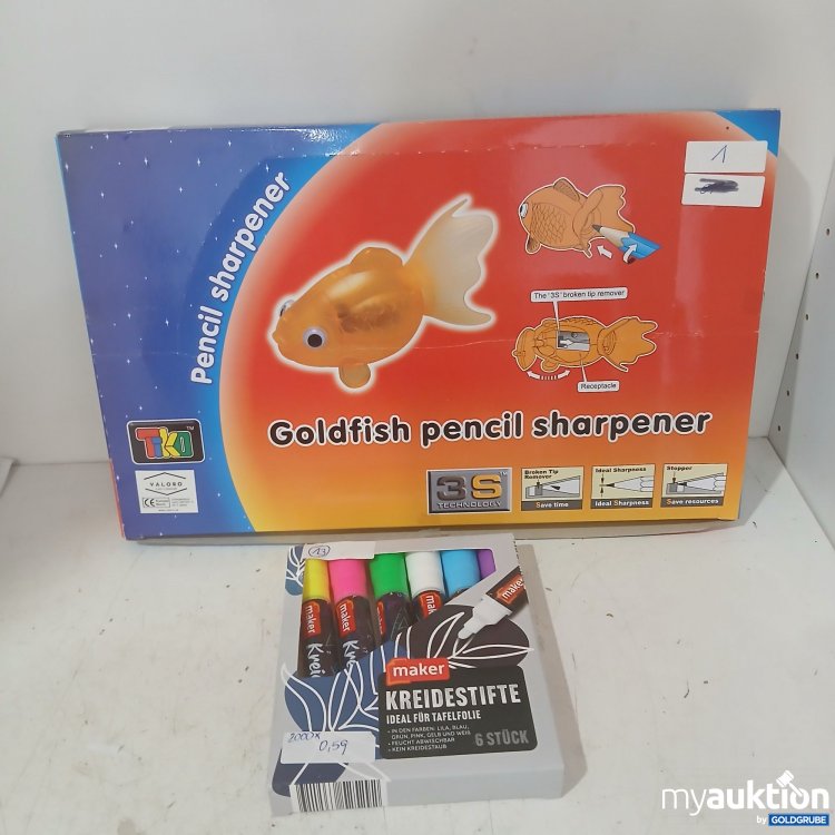 Artikel Nr. 929425: Goldfisch Stift-Spitzer + Kreidestifte 6Pack