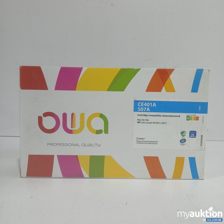 Artikel Nr. 444426: Owa Cartridge CE401A 507A Cyan compatible for HP Color Laserjet 500 M551, M575 