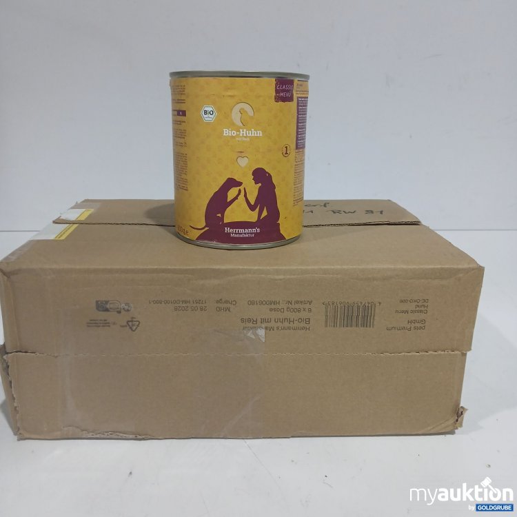 Artikel Nr. 882426: Herrmann's Bio-Huhn mit Reis Hundefutter 6x800g 