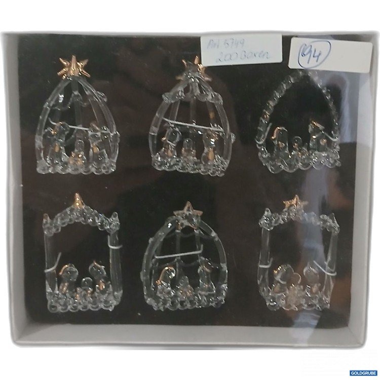 Artikel Nr. 929426: Glasschmuck Weihnachtskrippen 6Pack + Weichnachtskugeln Gold und Silber