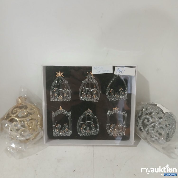 Artikel Nr. 929426: Glasschmuck Weihnachtskrippen 6Pack + Weichnachtskugeln Gold und Silber