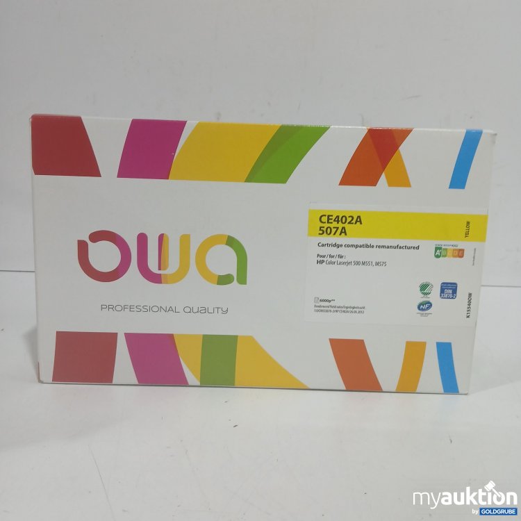 Artikel Nr. 444427: Owa Cartridge CE402A 507A Yellow compatible for HP Color Laserjet 500 M551, M575
