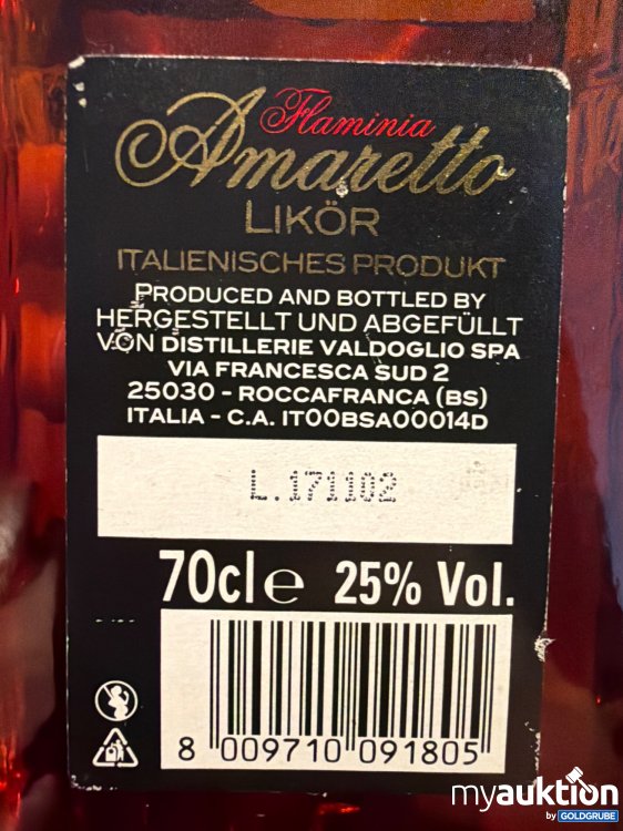 Artikel Nr. 891430 Artikel Nr. 891430: Amaretto Likör 0,7l