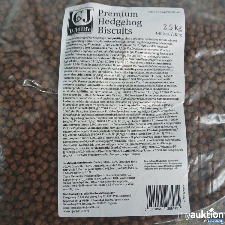 Artikel Nr. 466432: CJ Wildlife Premium Hedgehog Biscuits 2,5 kg