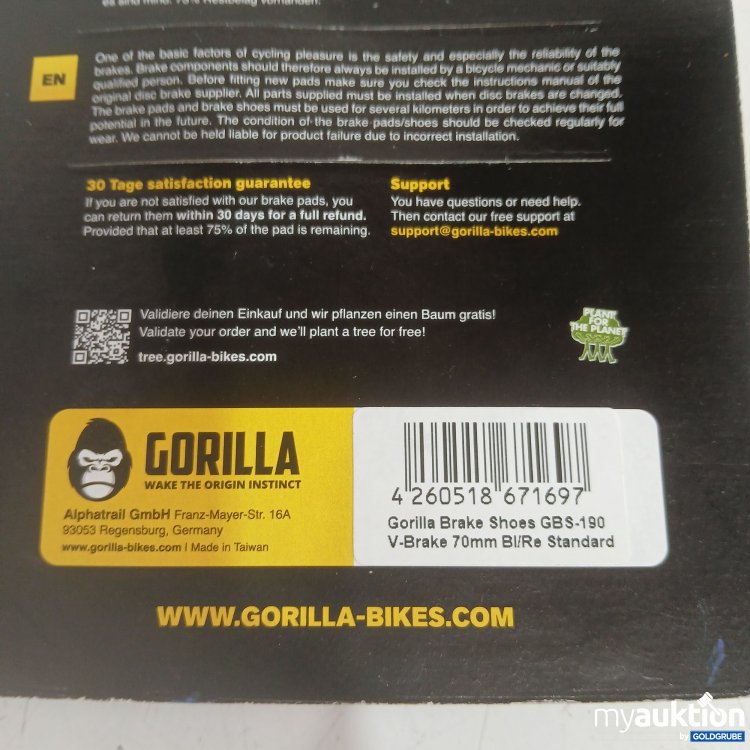 Artikel Nr. 932433 Artikel Nr. 932433: Gorilla Brake Shoes GBS-190 V-Brake 70mm