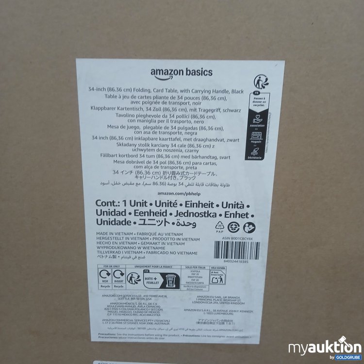 Artikel Nr. 465434 Artikel Nr. 465434: amazon basics Klappbarer Kartentisch 86,36cm mit Tragegriff schwarz