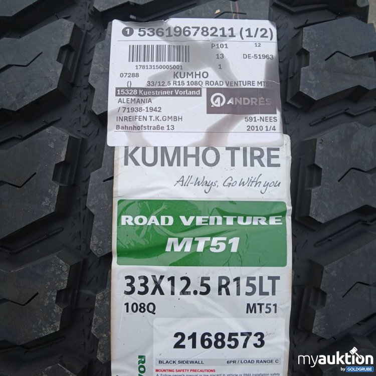 Artikel Nr. 523434 Artikel Nr. 523434: Kumho Road Venture MT51 Reifen 33x12.5 R15LT
