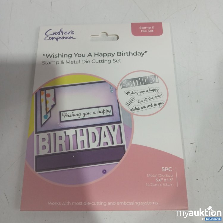 Artikel Nr. 996435: Crafter's Companion "wishing you a happy Birthday" stamp & die set 5Pc 