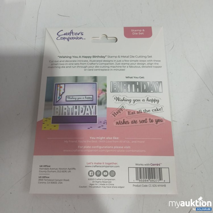 Artikel Nr. 996435: Crafter's Companion "wishing you a happy Birthday" stamp & die set 5Pc 
