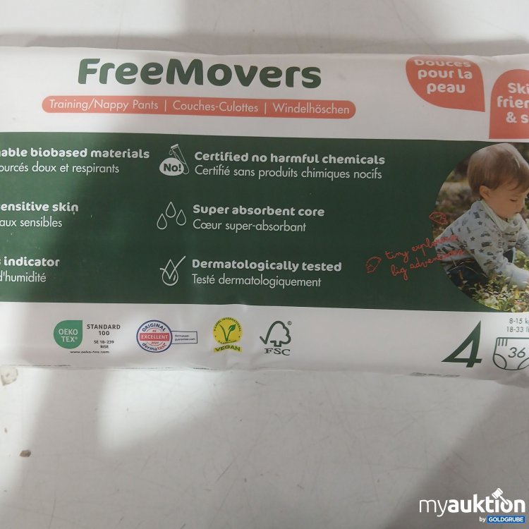 Artikel Nr. 998437: Free Movers Trainings Windeln Größe 4 36 Stück 8-15kg 
