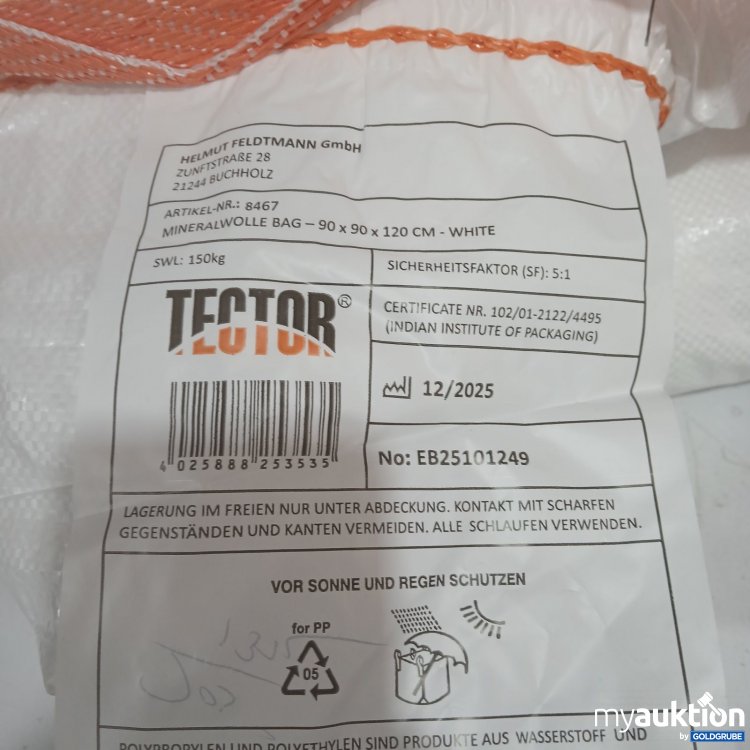 Artikel Nr. 471438 Artikel Nr. 471438: TECTOR Mineralwolle Bag 90 x 90 x 120 cm Weiß