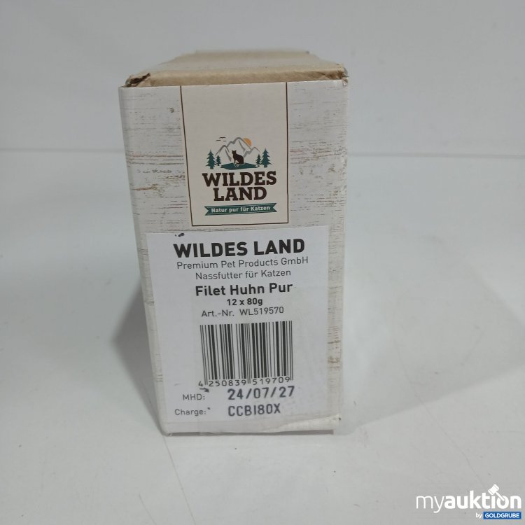 Artikel Nr. 816440 Artikel Nr. 816440: Wildes Land Katzenfutter Filet Huhn Pur 12x80g