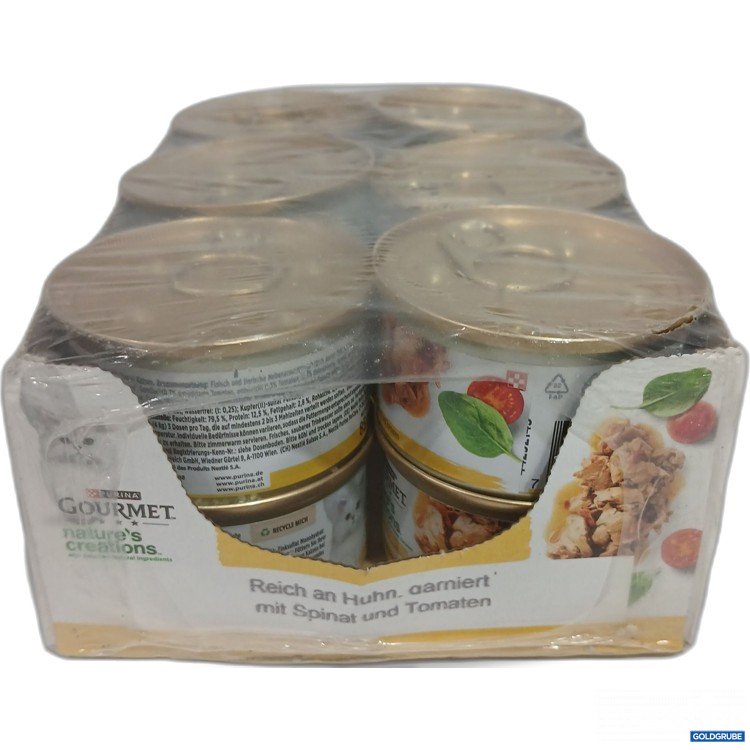 Artikel Nr. 885441: Purina Gourmet Katzenfutter Reich an Huhn garniert mit Spinat und Tomaten 12x85g