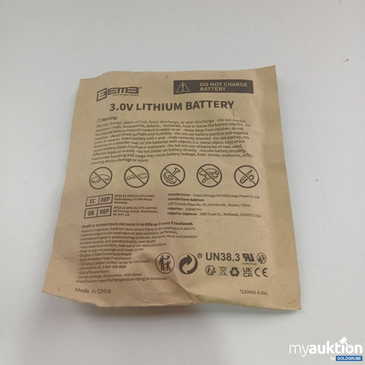 Artikel Nr. 843442 Artikel Nr. 843442: Eemb 3.0V Lithium Battery