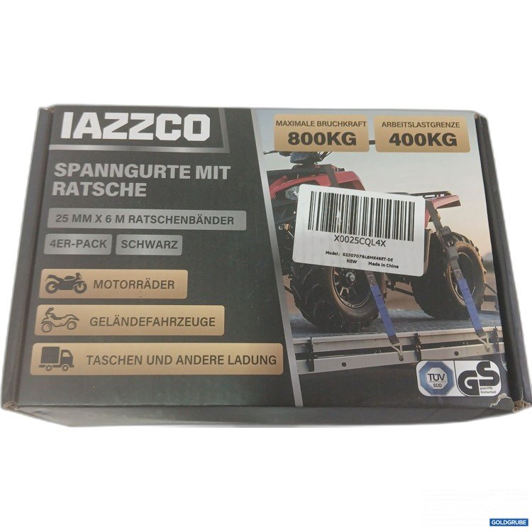 Artikel Nr. 995444: Iazzco Spanngurte mit Ratsche 25mmx6m Ratschenbänder schwarz 4Stk