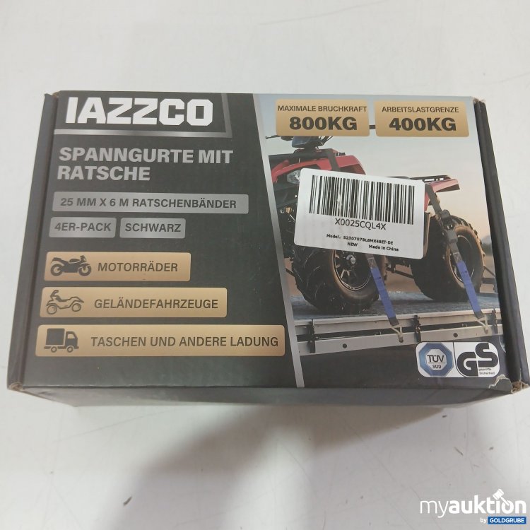 Artikel Nr. 995444: Iazzco Spanngurte mit Ratsche 25mmx6m Ratschenbänder schwarz 4Stk