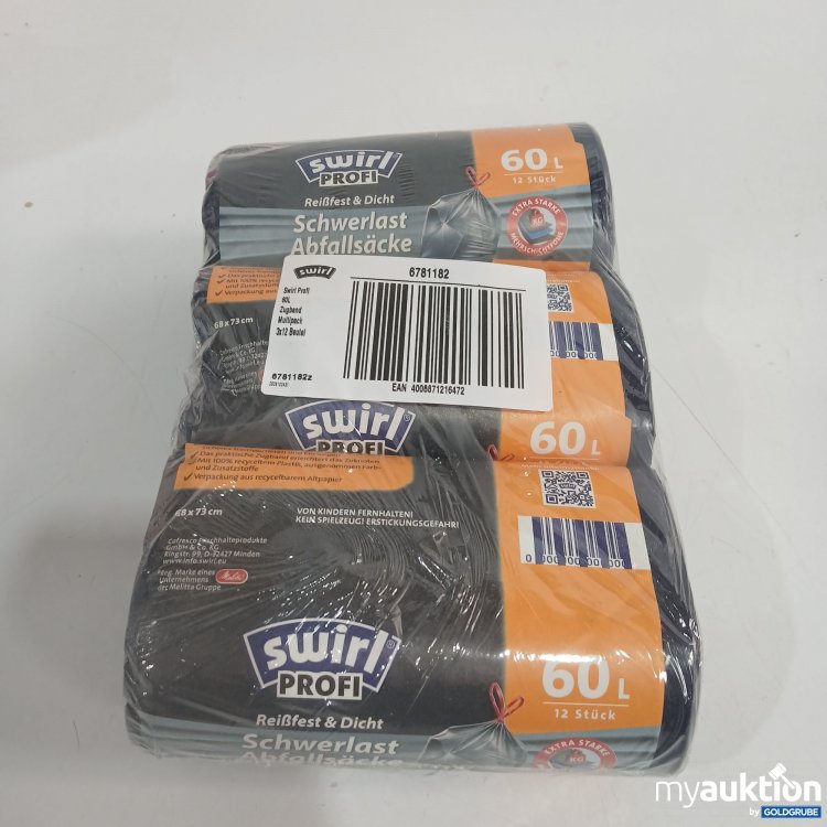 Artikel Nr. 894449: Swirl Profi Müllsäcke Reißfest & Dicht 60L 3Rollen je 12Stk 