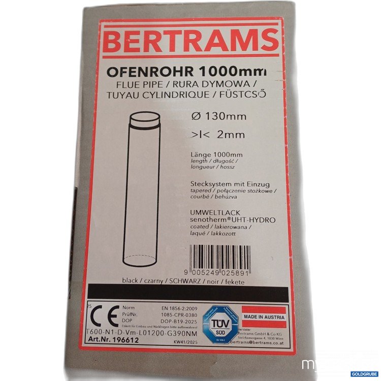 Artikel Nr. 982449 Artikel Nr. 982449: Bertrams Ofenrohr, Ø: 130mm, L:1000mm, Schwarz