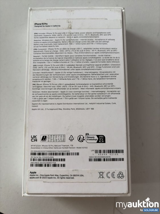 Artikel Nr. 941450 Artikel Nr. 941450: Apple iPhone 15 Pro Max