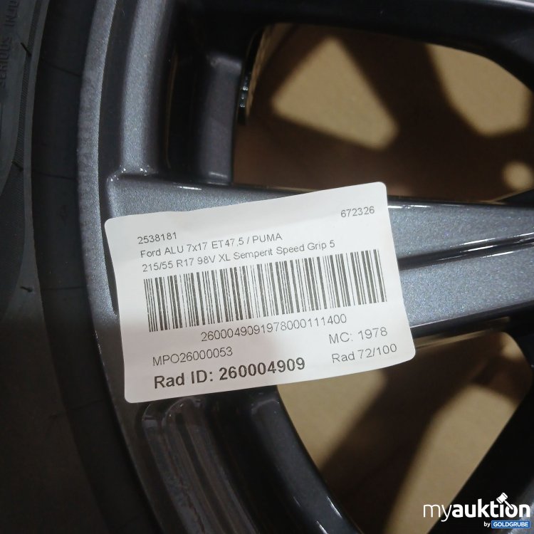 Artikel Nr. 444452: Ford Alu Felge 7x17 ET47,5 Semperit 215/55 R17 Winterkomplettrad  