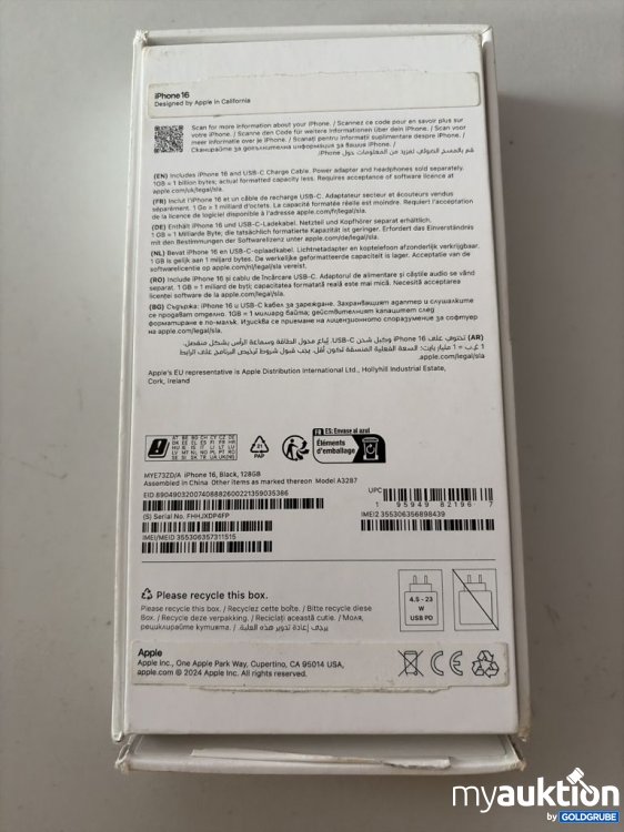 Artikel Nr. 941452 Artikel Nr. 941452: Apple iPhone 16 128GB