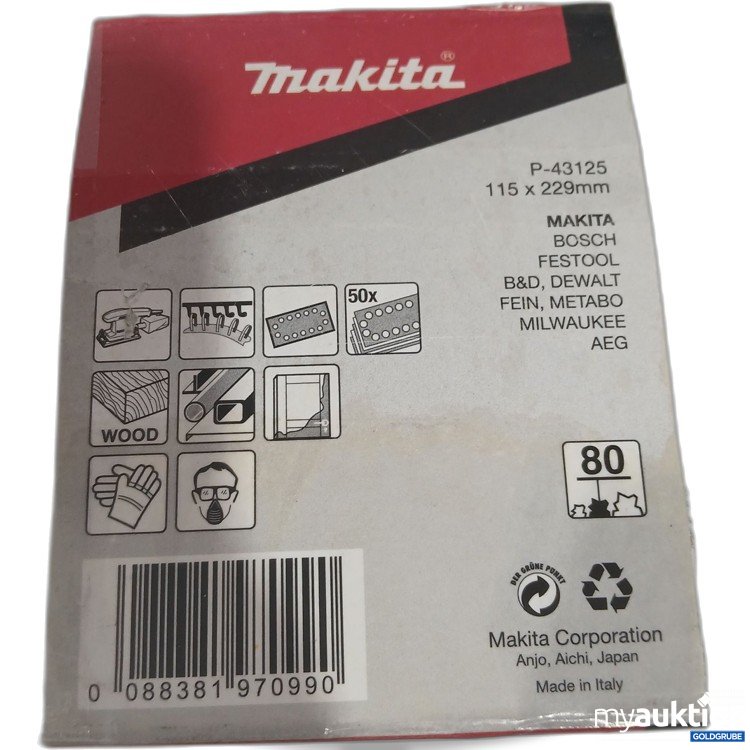 Artikel Nr. 914453: Makita Schleifpapier P-43125 115x229mm 80Stk 
